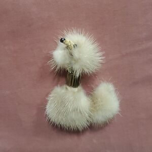 Vintage Real Mink Handmade Poodle Pin